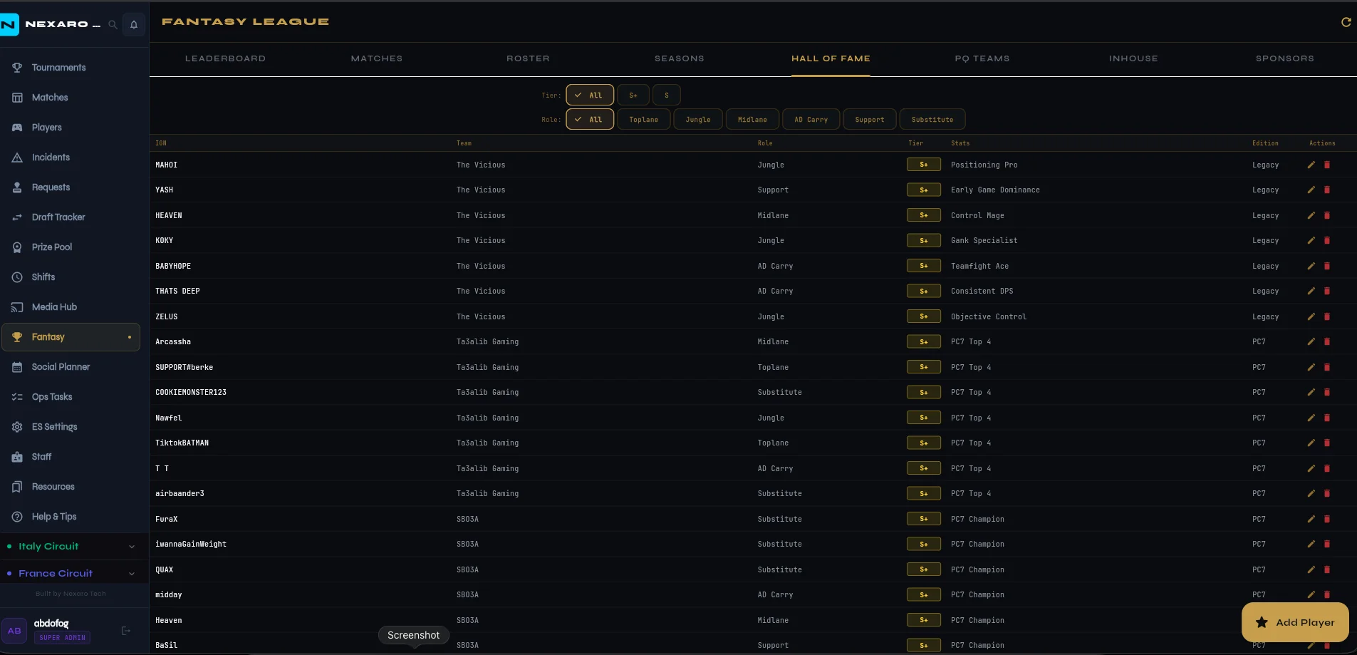 Fantasy league