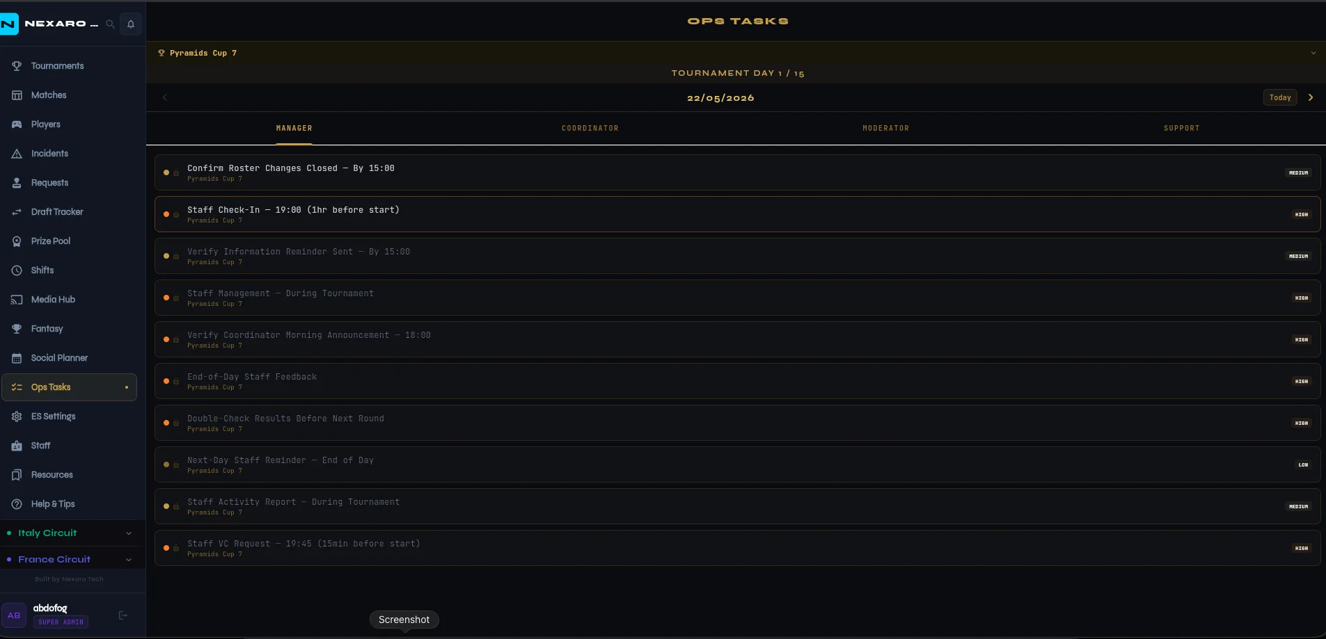 Ops tasks